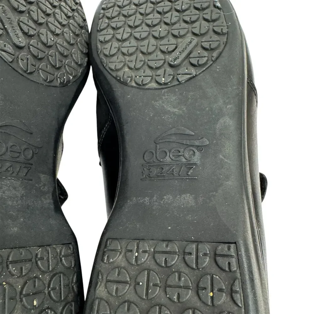 abeo Black Leather‎ Suede Orthotic Arch Support Mary Jane Comfort Shoe Sz 9.5